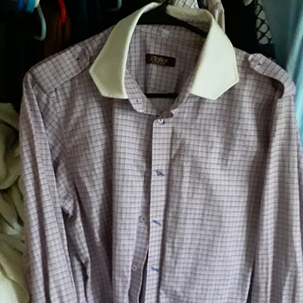 Mens long sleeve white Italian collar white French